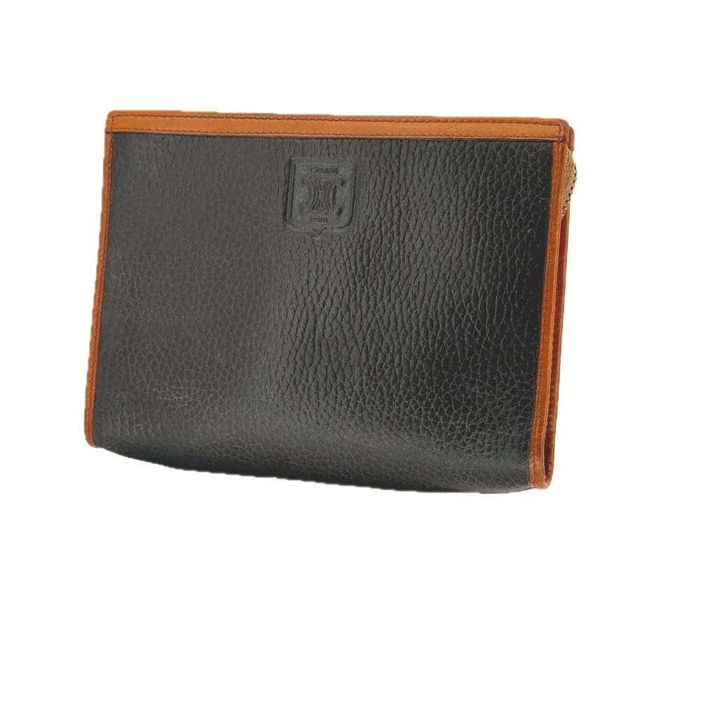 RARE Celine Vintage Green Pebbled Leather Macadam Triomphe Clutch Mini Pouch Bag